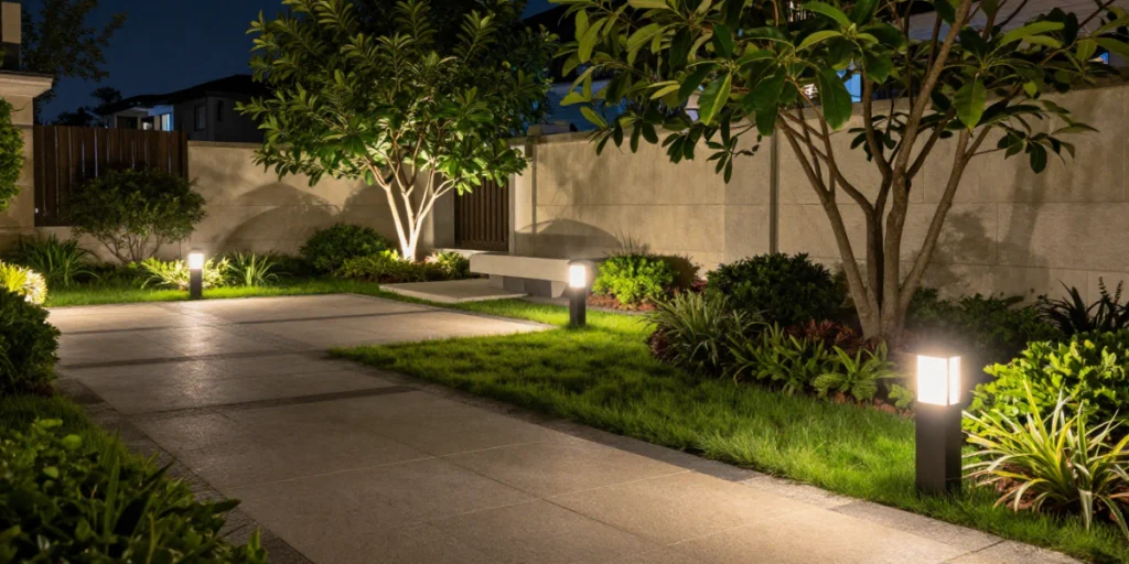 Backyard with Outdoor Lighting